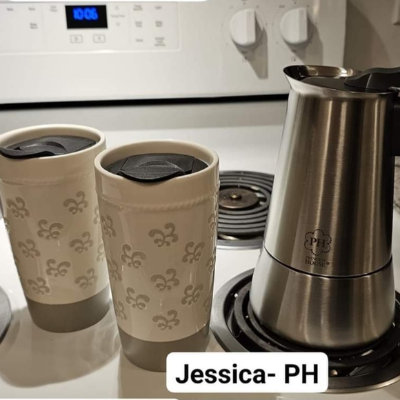 Princess House Cafetera Espresso & Marbella insulated tumblers
